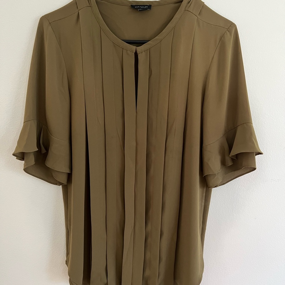 Ann Taylor Olive Green Blouse